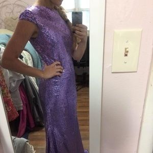 Purple sequins bridesmaid dress,size 4. Never worn